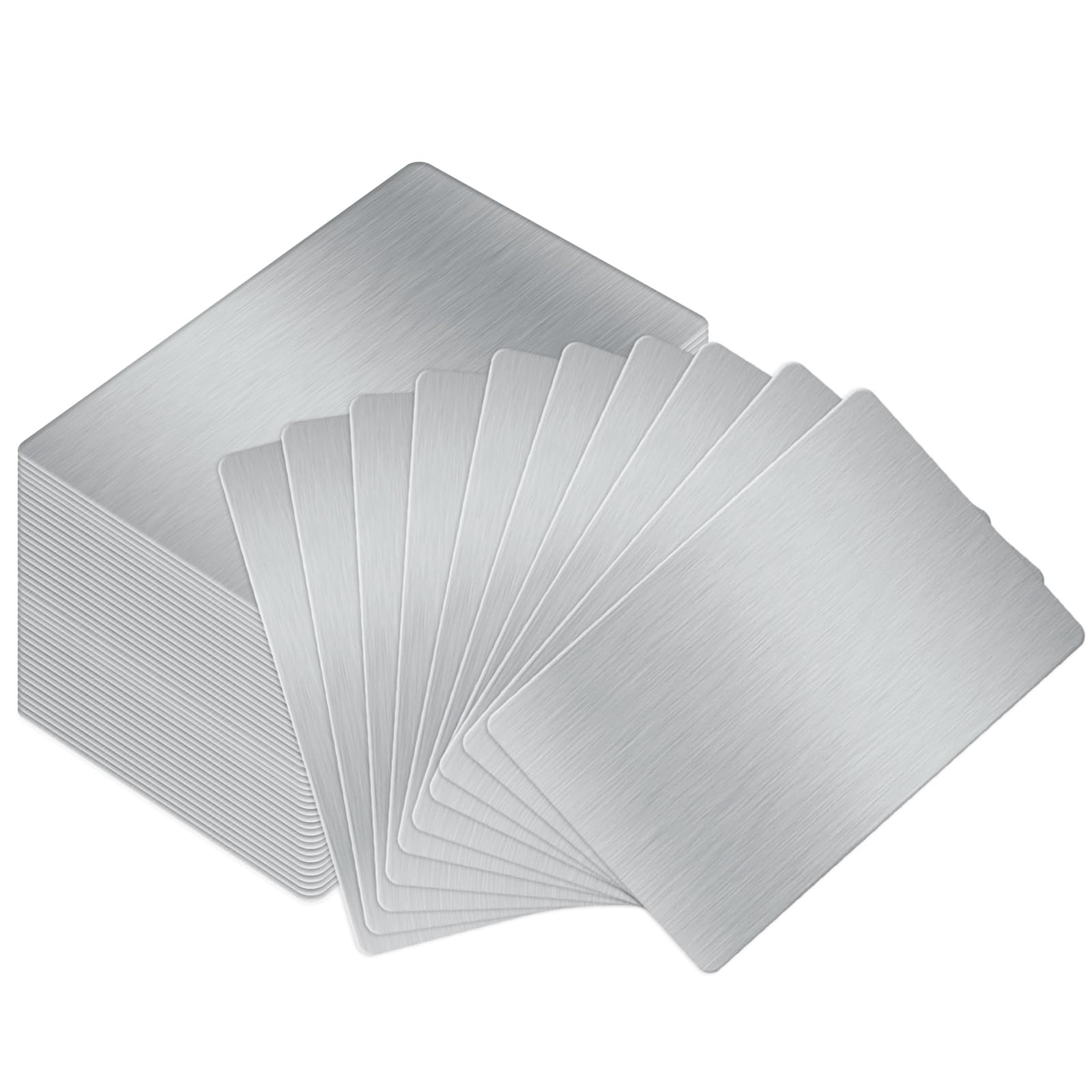 60 Pcs 304 Stainless Steel Metal Business Cards 0.4 mm Thick Silver DIY Personalized Cards Laser Engraving Stainless Card Sublimation Blank Metal Business Card for House Office Customer Gift Supplies