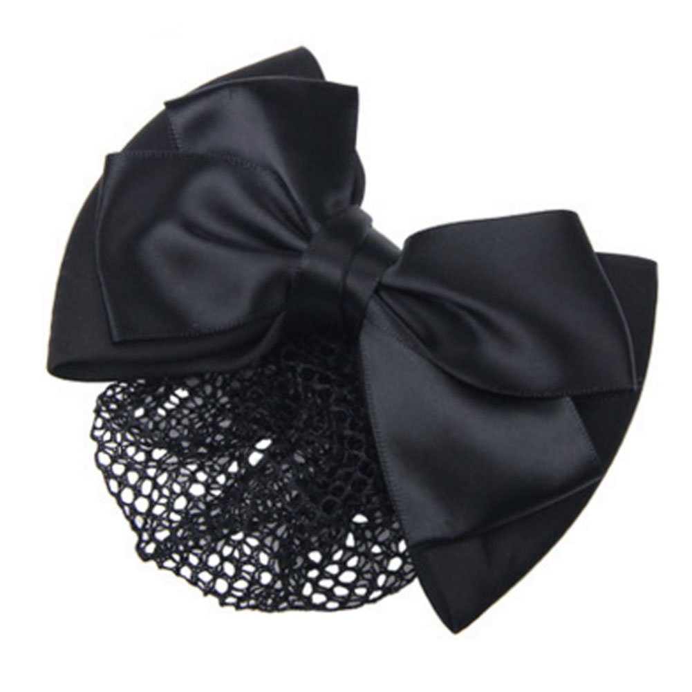 3PCS Womens Bowtie Barrette Hair Clip Snood Net