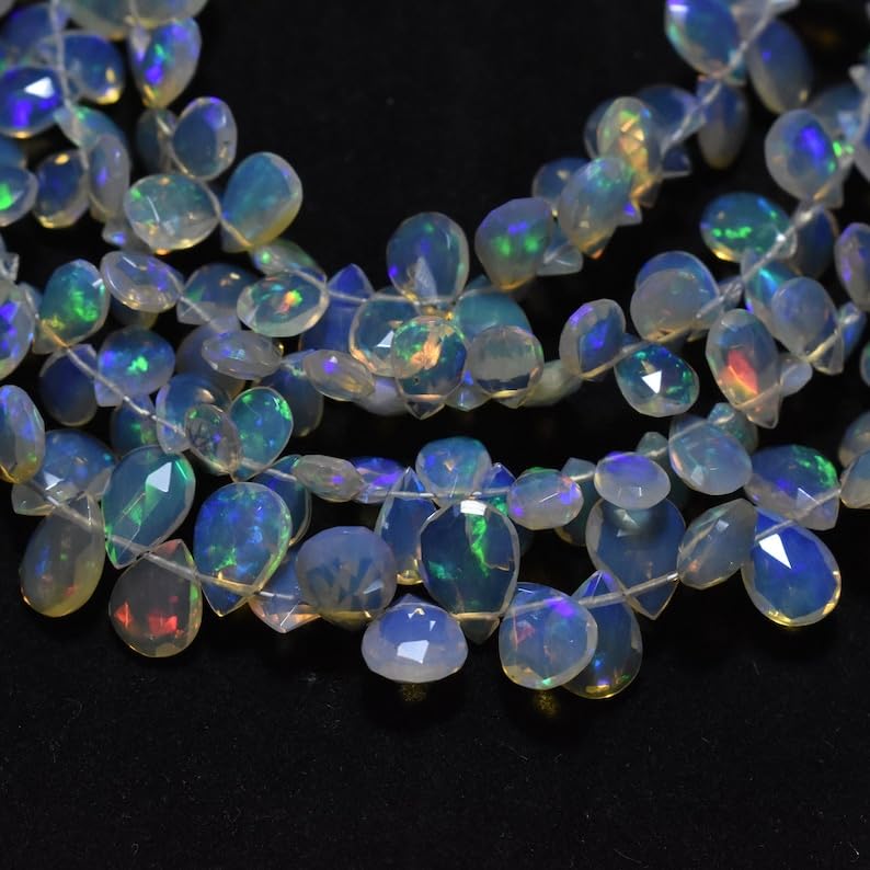 Perles naturelles de 4,5 à 8,5 mm en opale éthiopienne pour collier bohème