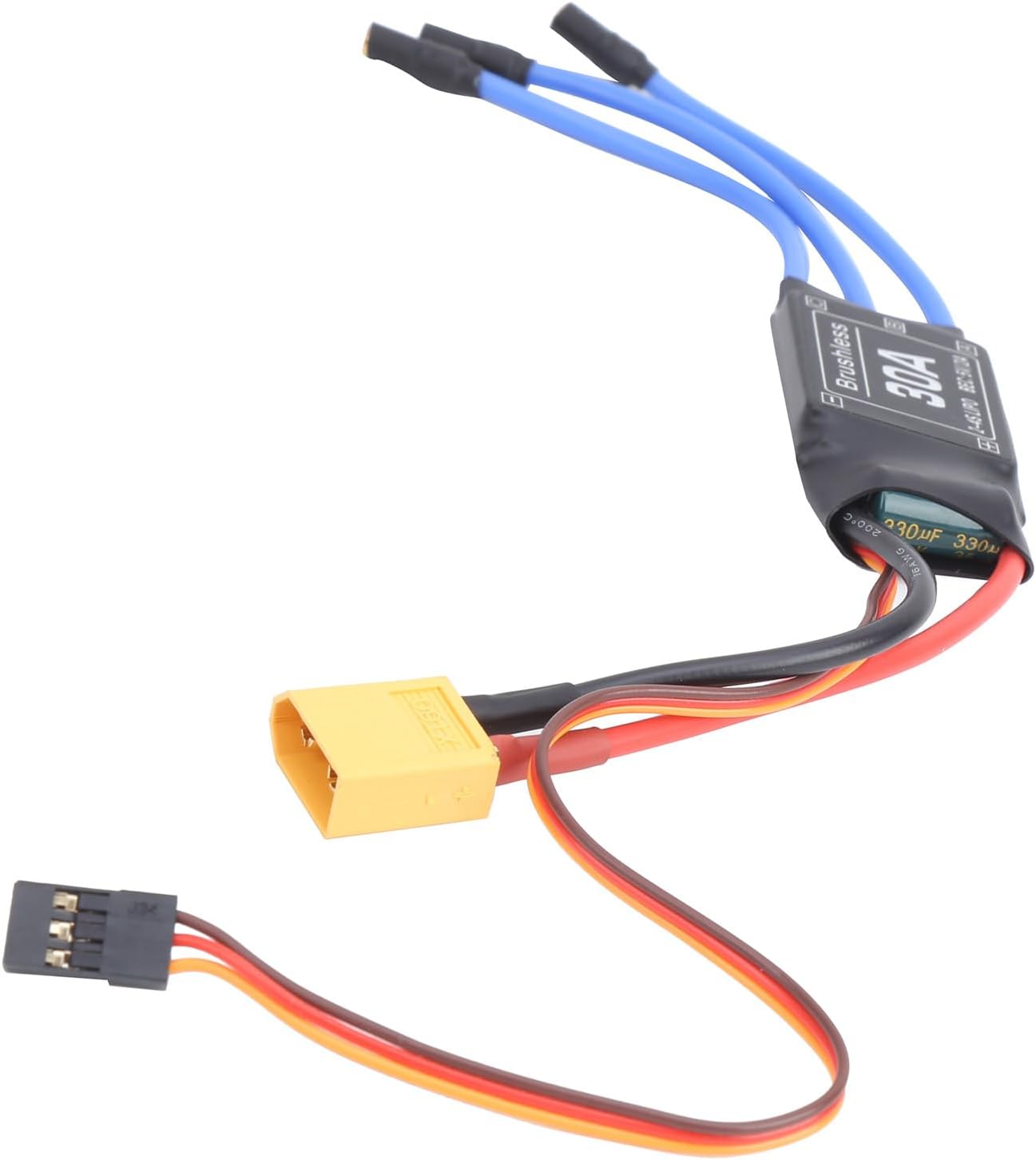 Yctze 30A Brushless ESC with XT60, Electronic Speed Controller for RC Drone, Helicopter, FPV, Quadcopter, RC Plane with 5V 20A BEC, 2300KV, 12A, 30Amp, 50A, 6S, Adjustable Turn