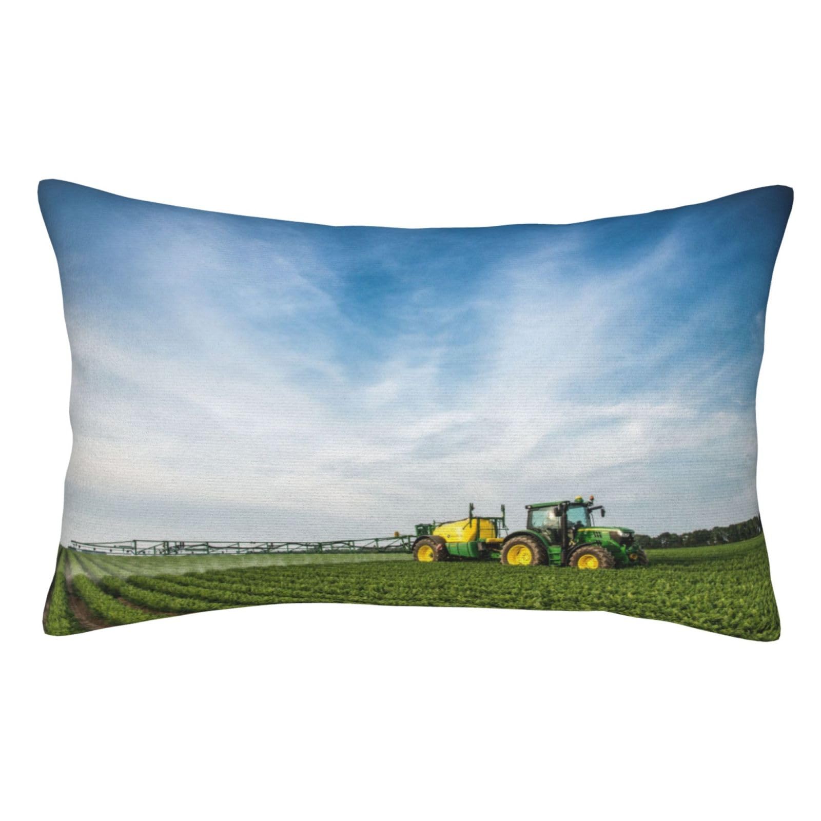 Soft Plush Pillow Cover For Sofa & Bed, Tractor Farm, Standard Furry Throw Pillow Case 50x75 cm, Decorative Cushion Cover For Bedroom Living Room Decor, Hidden Zipper Pillowcases For All Seasons