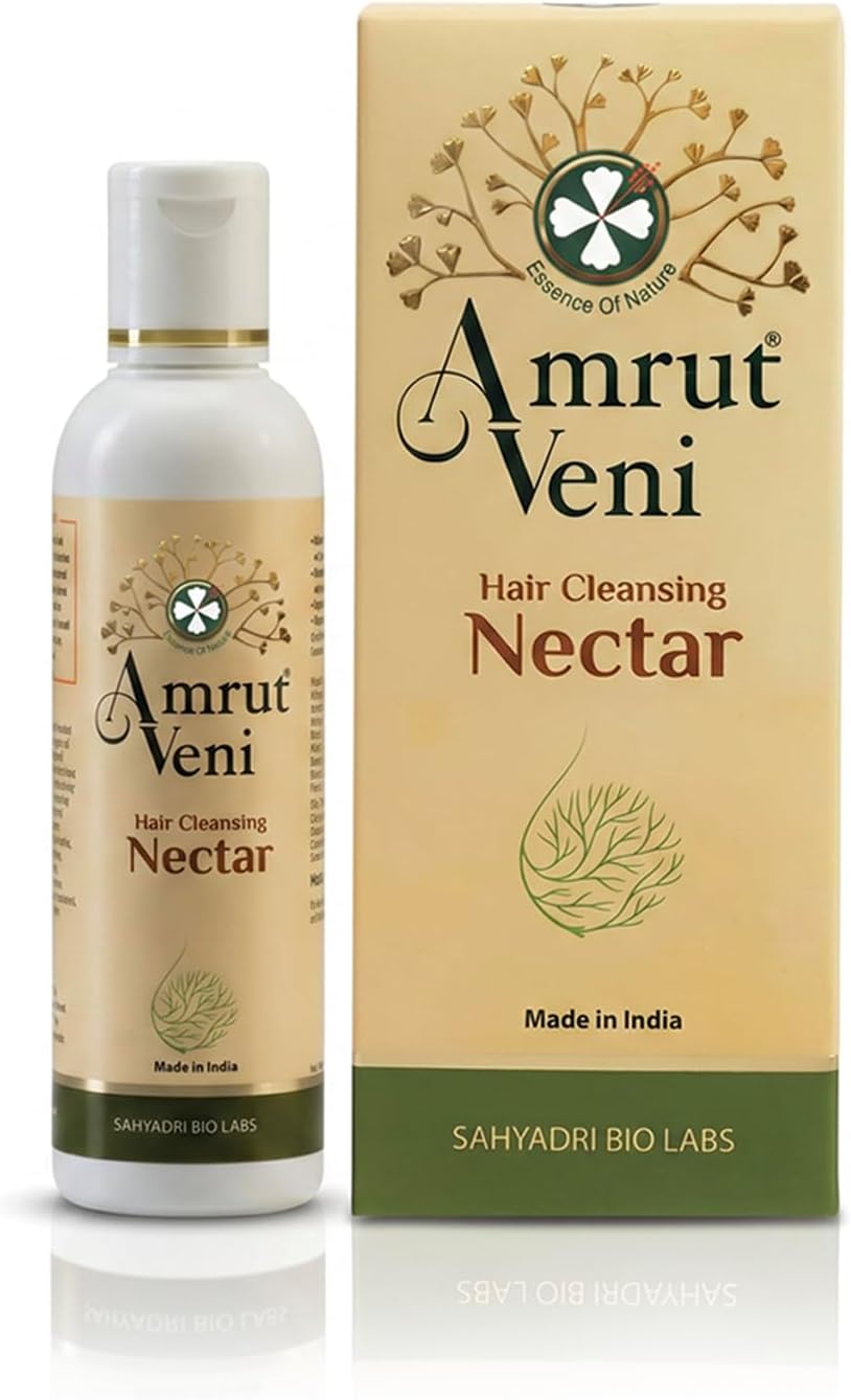 Amrutveni Hair Cleansing Nectar Shampoo – Biotechnologically Engineered with 100% Herbal Actives, Daily Use Formula Without Harsh Surfactants, Protects & Promotes Healthy & Beautiful Hair 100ML
