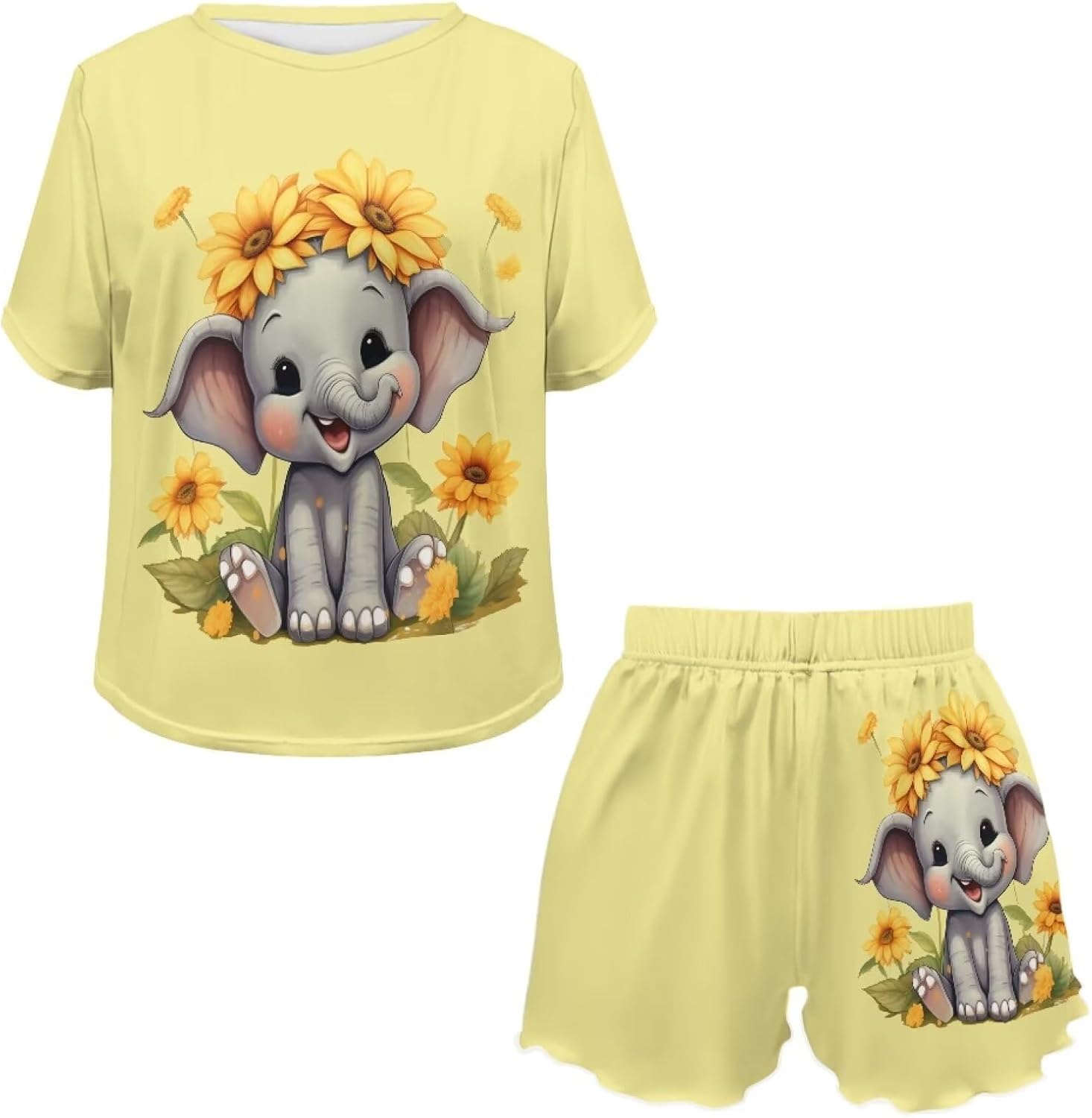 Upetstory Summer Pajama Sets for Women 2 Piece Short Sleeve Top with Shorts