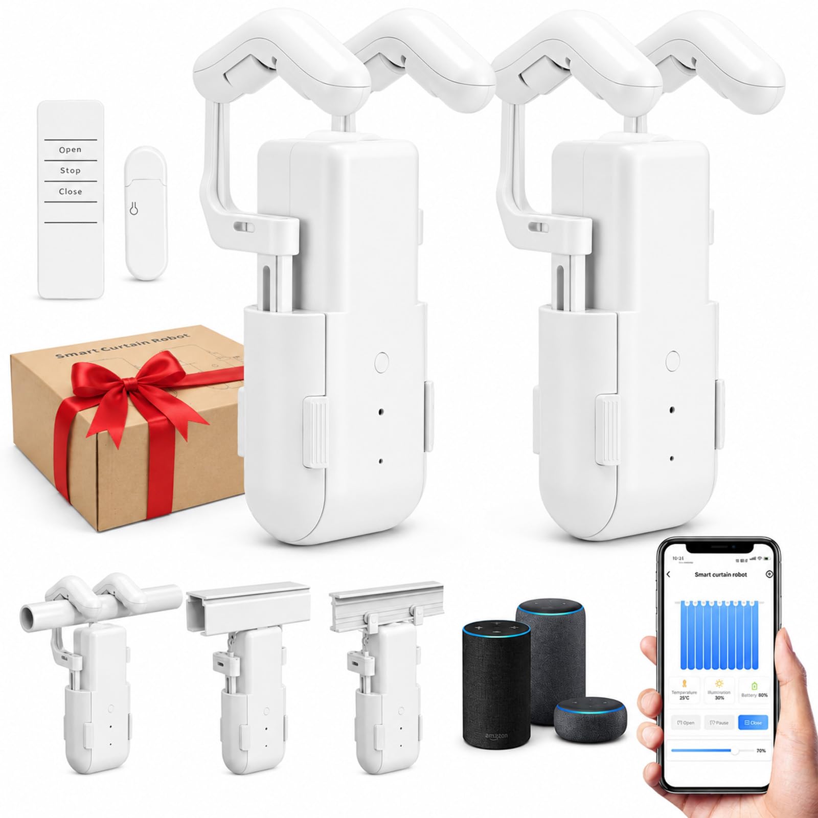 Smart Automatischer Vorhangöffner für Römische Stange,T/U-förmige Schiene