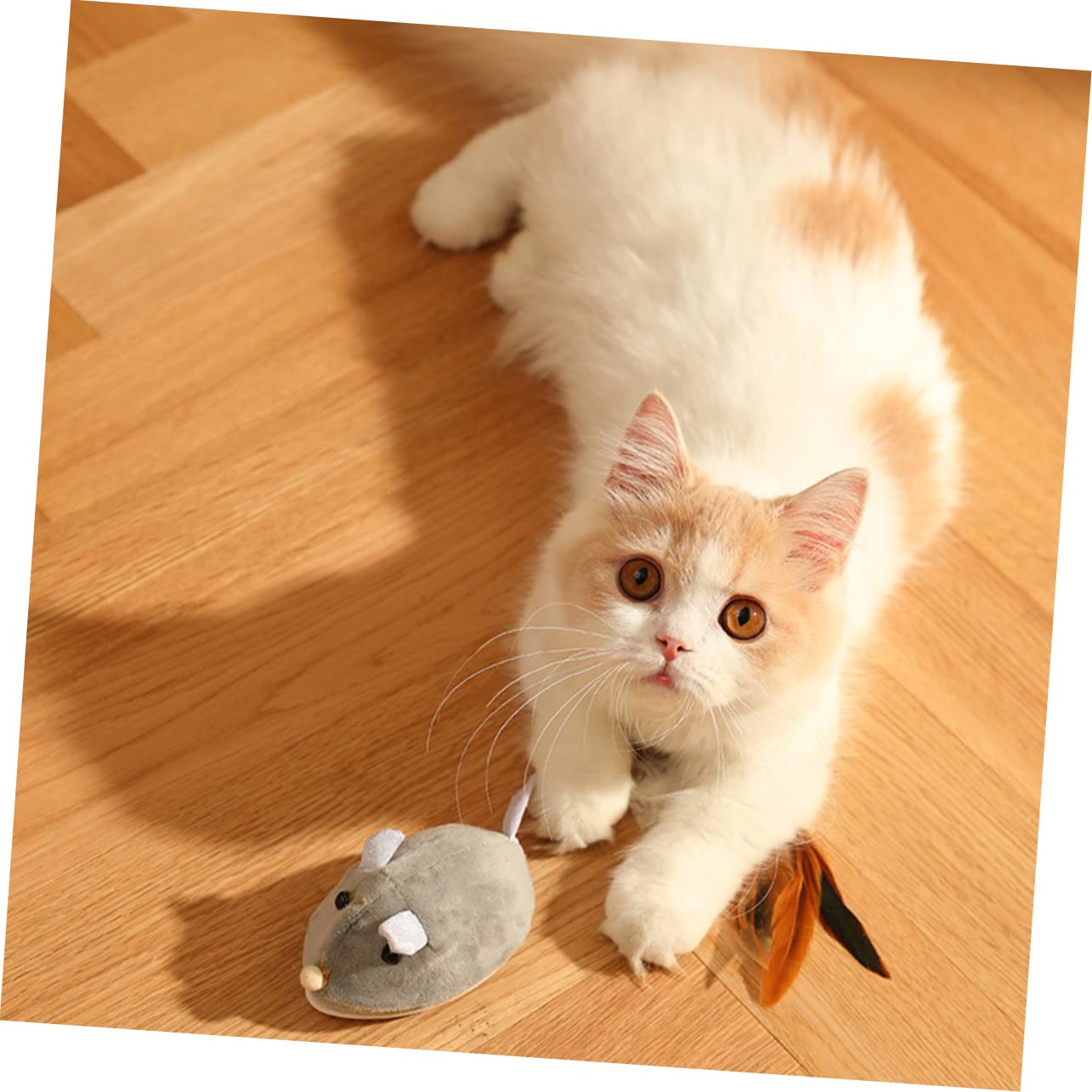 VANZACK 4pièces Souris Électrique Rechargeable pour Chat avec Queue Plumes Jouet Interactif Intérieur pour Les Instincts De Chasse Et Garder Les Chats Actifs