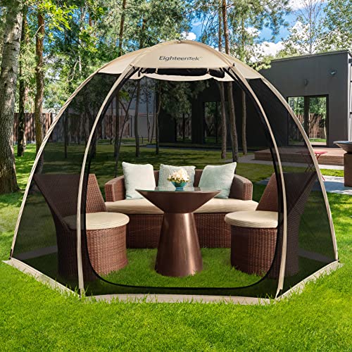 EighteenTek Screen House Room Pop Up Gazebo Outdoor Camping Canopy