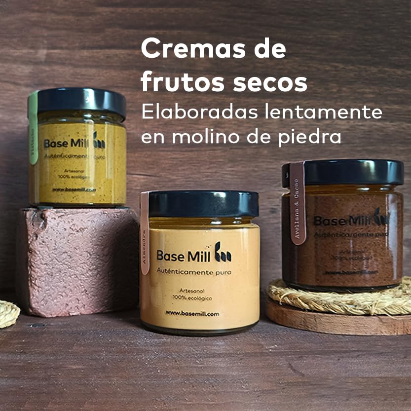 Base Mill Pack de 3 Pâte de Pistache Bio 100% (200g) – Sans Gluten, Sans Sucre Ajouté, Riche en Fibres, Source de Protéines, 100% Végane – Parfaite pour les Glaces, Desserts, Tartines et Yaourt
