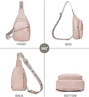 Vista 56 de Telena Bolso bandolera para mujer, bolso cruzado para mujer, cangurera de cuero vegano con correa ajustable