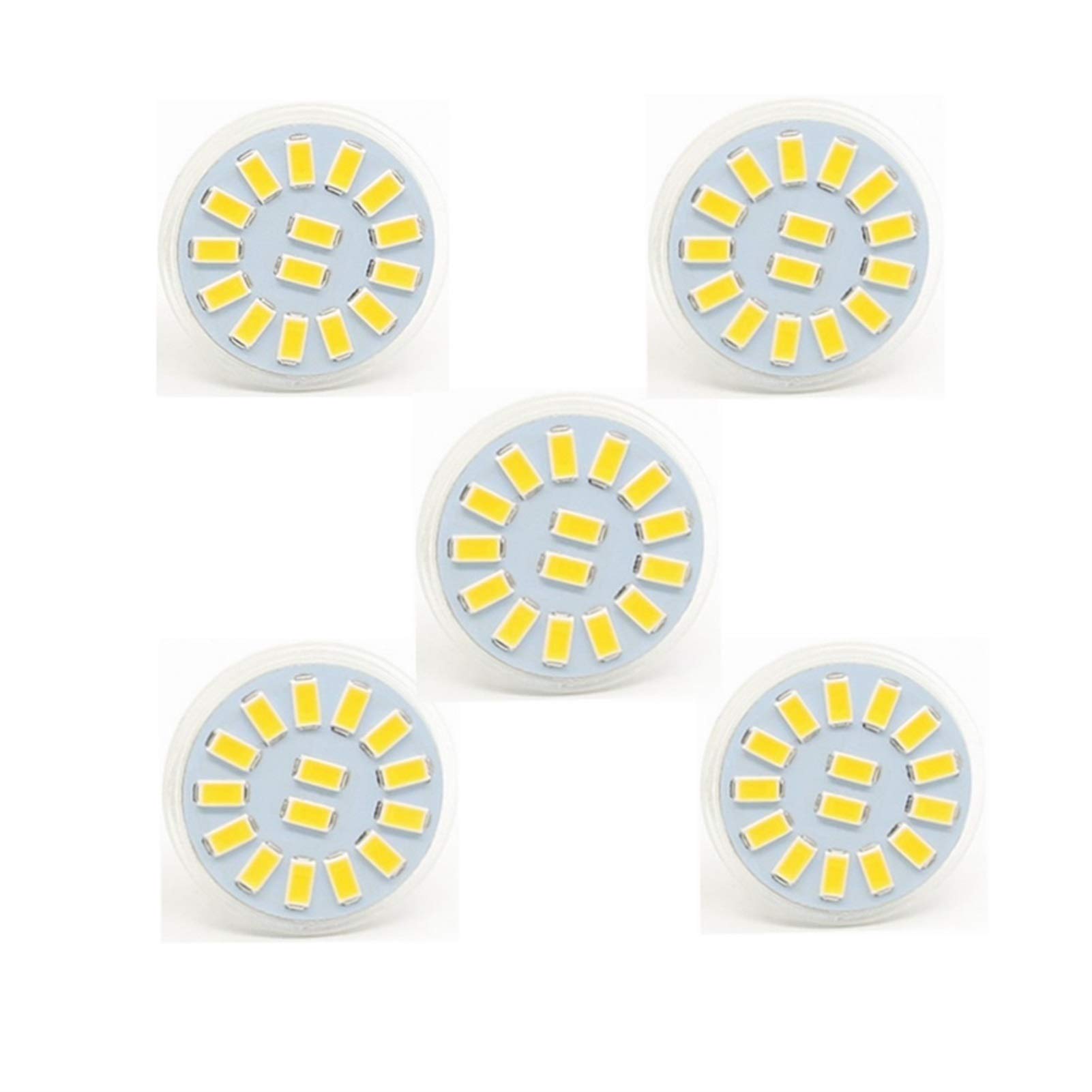 ANTYX LED Bulb GU4 / MR11 Warm White/Cool White 5W, Replaces 40W Incandescent Bulb, 390 Lumens, 15led 5730 LED Spotlight, 12V 24V AC/DC, Ø35x35mm, 5-Pack [Energy Class A +] (Color : Cool White)