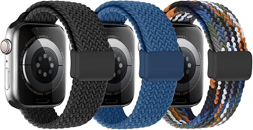 OWKEY Correa trenzada Solo Loop compatible con Apple Watch para niños, correa elástica transpirable con hebilla fácil para iWatch Series 9, 8, 7, 6,