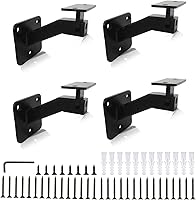Hyuetrsa 4-Pack Adjustable Black Iron Handrail Brackets - Swivel Stair Railing Supports for Stairs, Corridors, Offices