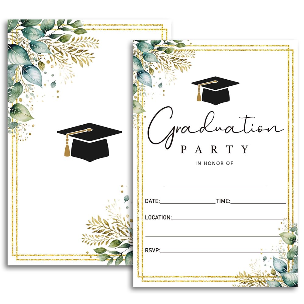 FujLoy 20 Cards with Envelopes, graduation party invitations 2026, 2026 College, High School, University Grad Celebration.（BT2） (Green 080)