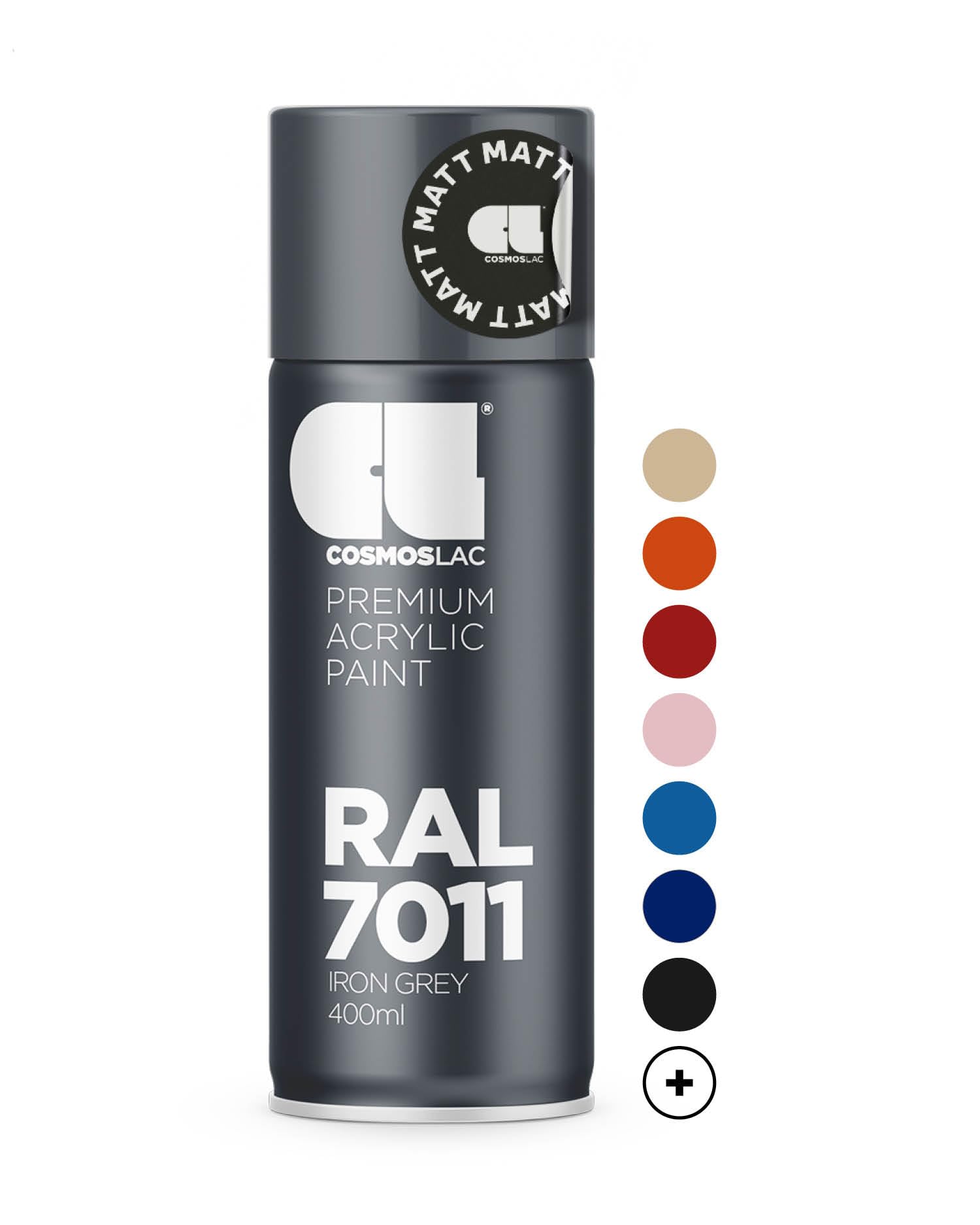 Cosmos LAC Acrylic Paint Spray Can in Many RAL Colours, 400 ml Spray Can Perfect for DIY, Upcycling and Other Painting Work RAL 7011 IRON GREY N305