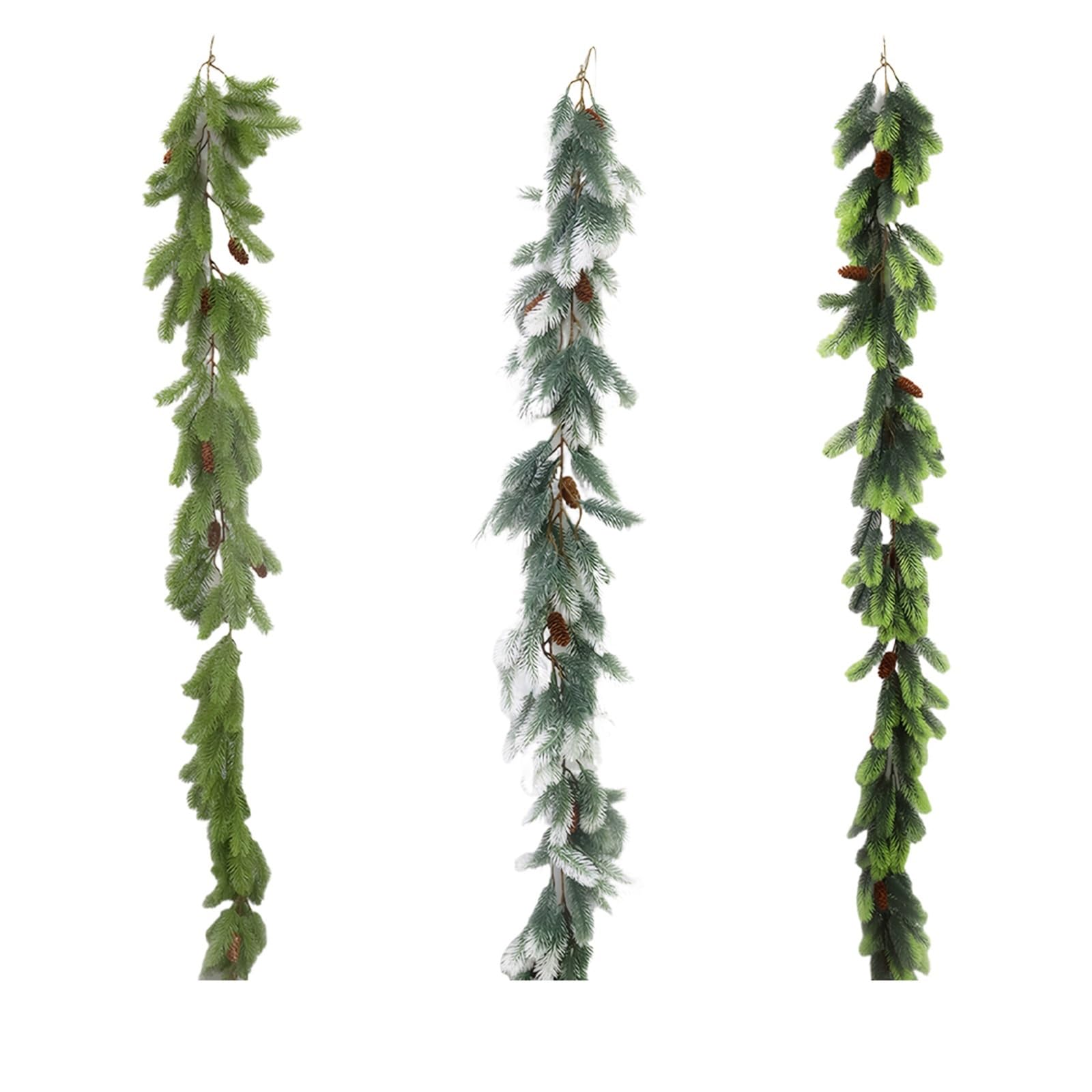 Guirnalda navideña Artificial, con Pino y Hiedra for decoración navideña e Invernal del hogar.(Green)