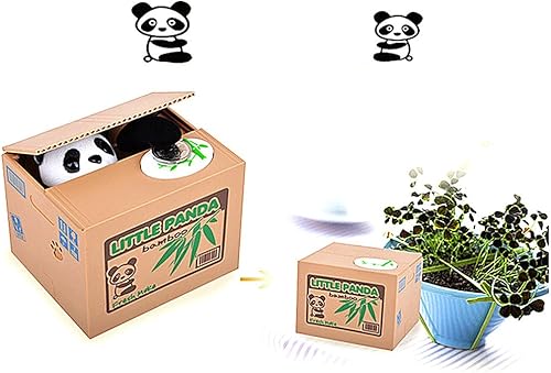 Miniatura 6 de ALIMITOPIA Caja de dinero de ahorro, travesuras vocales robando monedas, alcancía, olla de almacenamiento de monedas (panda de dibujos animados)