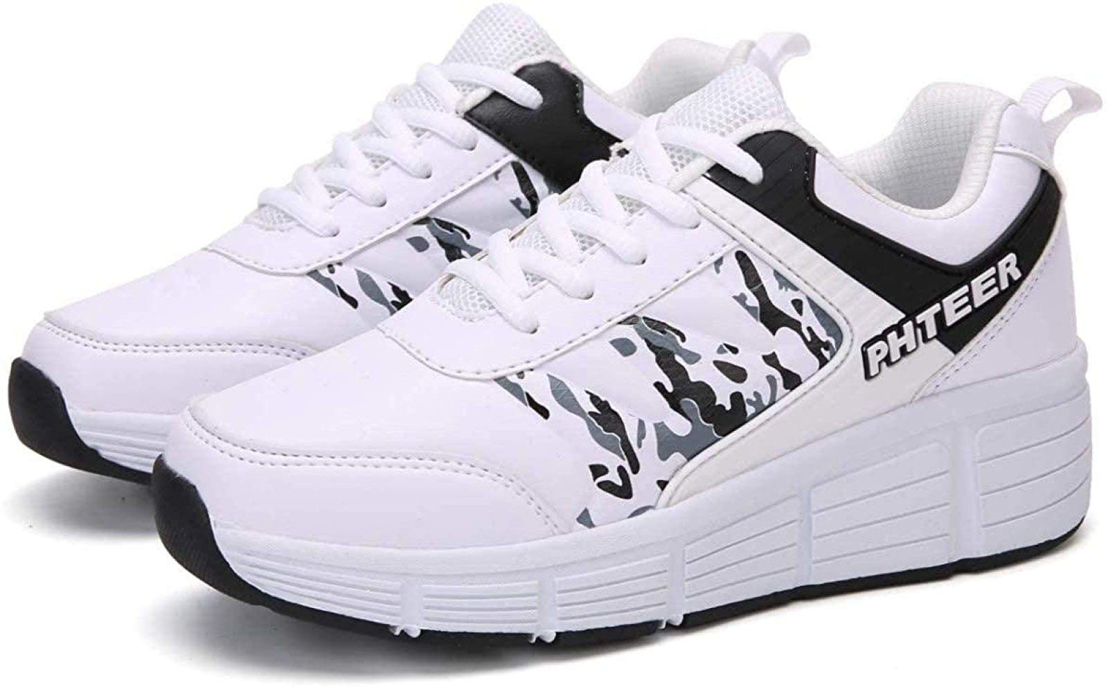 Zapatillas De Skate para Niños Niñas Zapatillas Deportivas Zapatillas De Gimnasia Técnicas Retráctiles,White-41