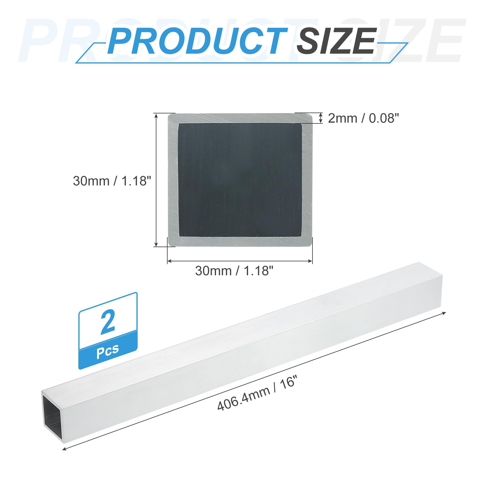 Lot 2 Tubes Carrés Aluminium 6063 15x15x2 Mm - 200 Mm Profilés Sans Soudure Construction