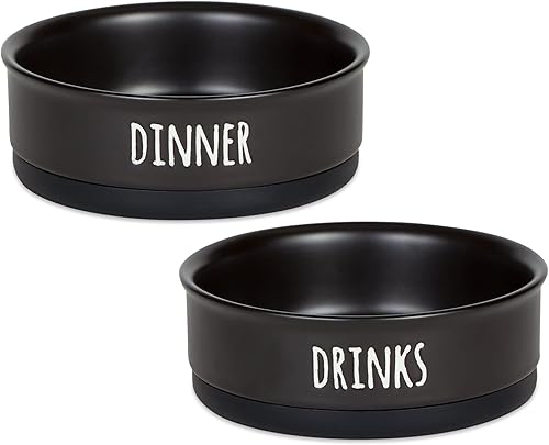 Bone Dry Cuencos de cerámica para mascotas para perros y gatos, aptos para lavavajillas y microondas, parte inferior antideslizante para una