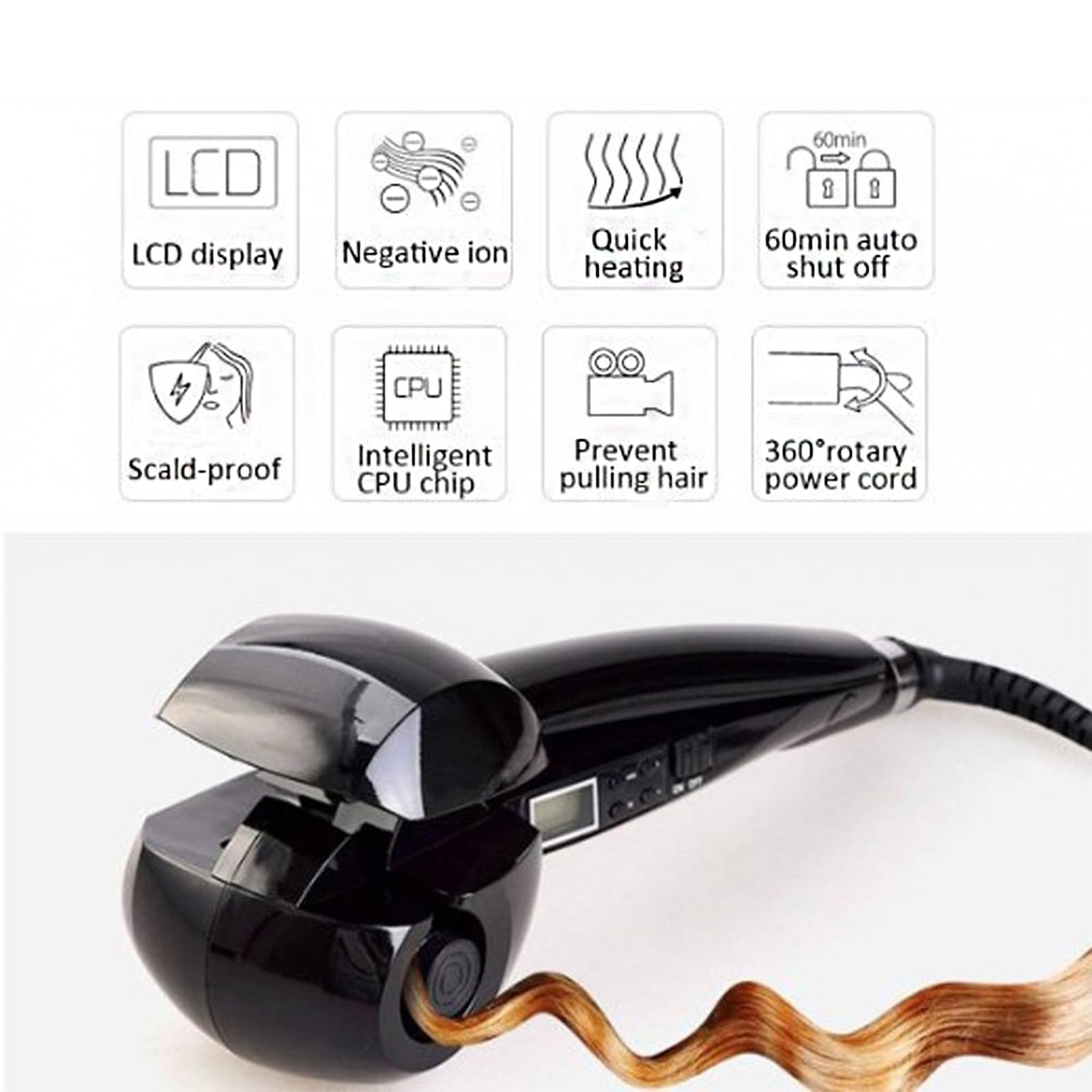 Proliss Twister Curling Wand, Black, 25-18mm