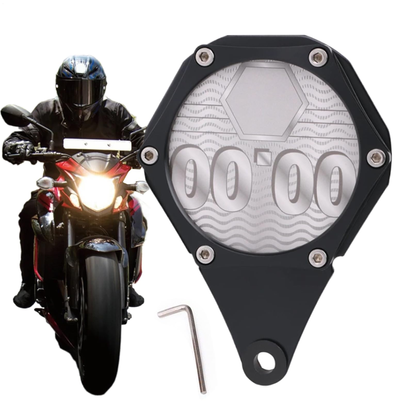 Soporte para permisos de disco fiscal para motocicleta, soporte hexagonal para placa de impuestos, soporte de aluminio impermeable para tarjetas con llave para ciclomotor ATV