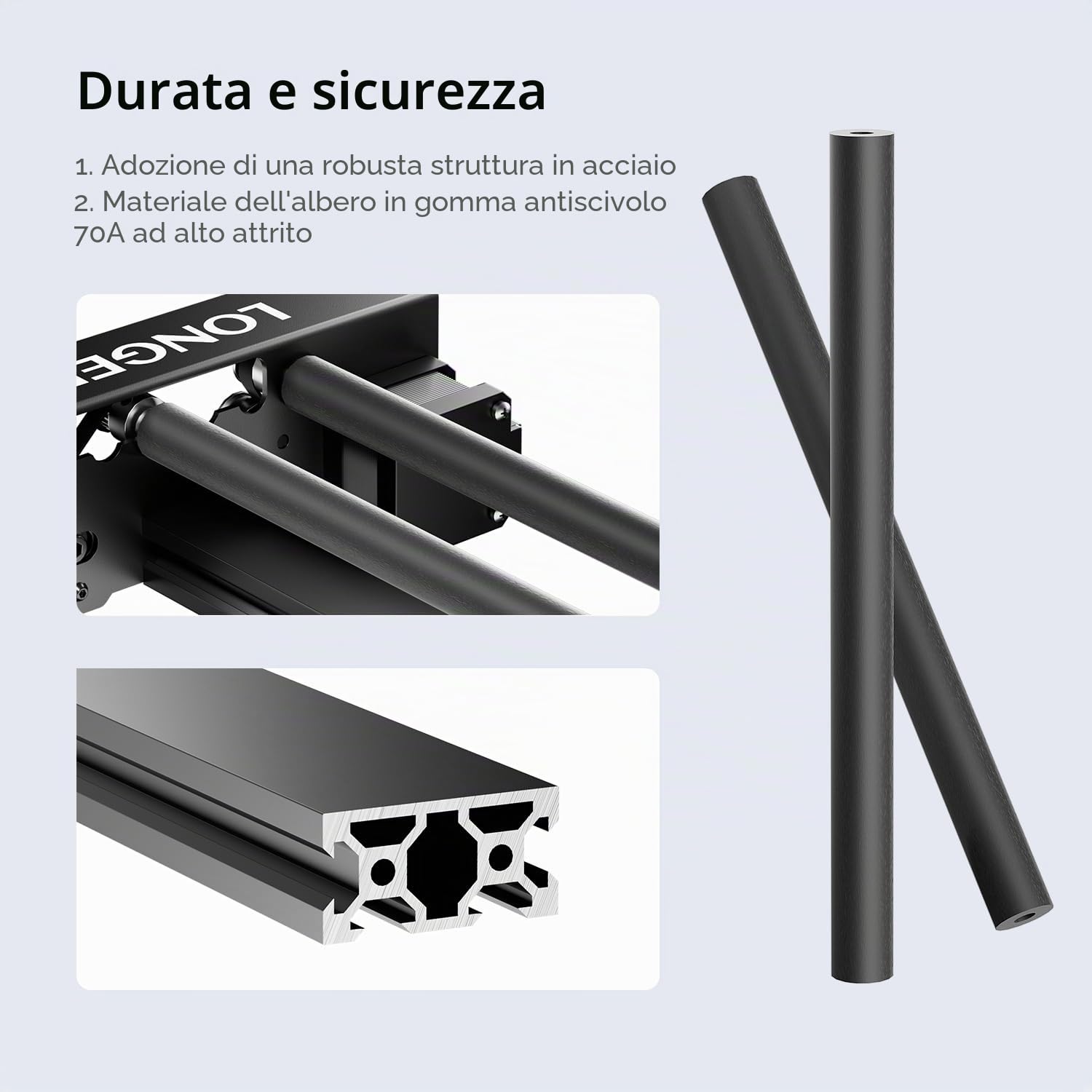 LONGER Rotolo Rotante per Incisione Laser, Rotolo Rotante Asse Y a 360° per Incisione Laser su Oggetti Cilindrici come Bicchieri, Lattine, Tazze, Bottiglie, Regolabile da 6 a 200mm di Diametro