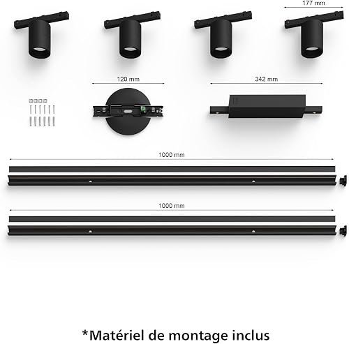 Philips Hue Perifo Straight Ceiling Base kit (4 Spots), Black - 3