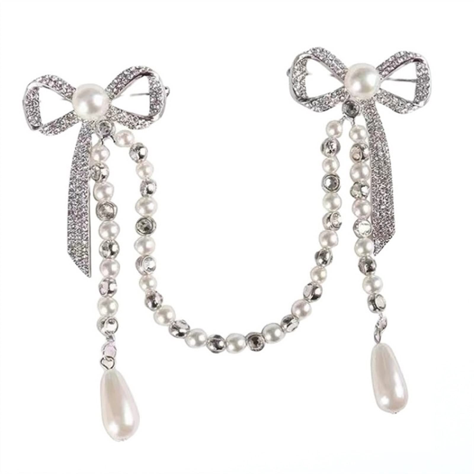 Broche de lazo doble con diamantes para renovar trajes viejos al instante 7