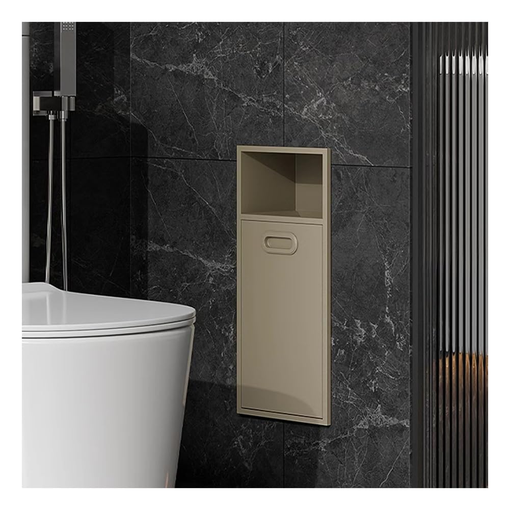 QUSYZD Modern Stainless Steel Shower Niche Organizer with Trash Compartment – Double Layer Vertical Shelf for Bathroom Storage, Light Green,Light Green-20x50x14cm
