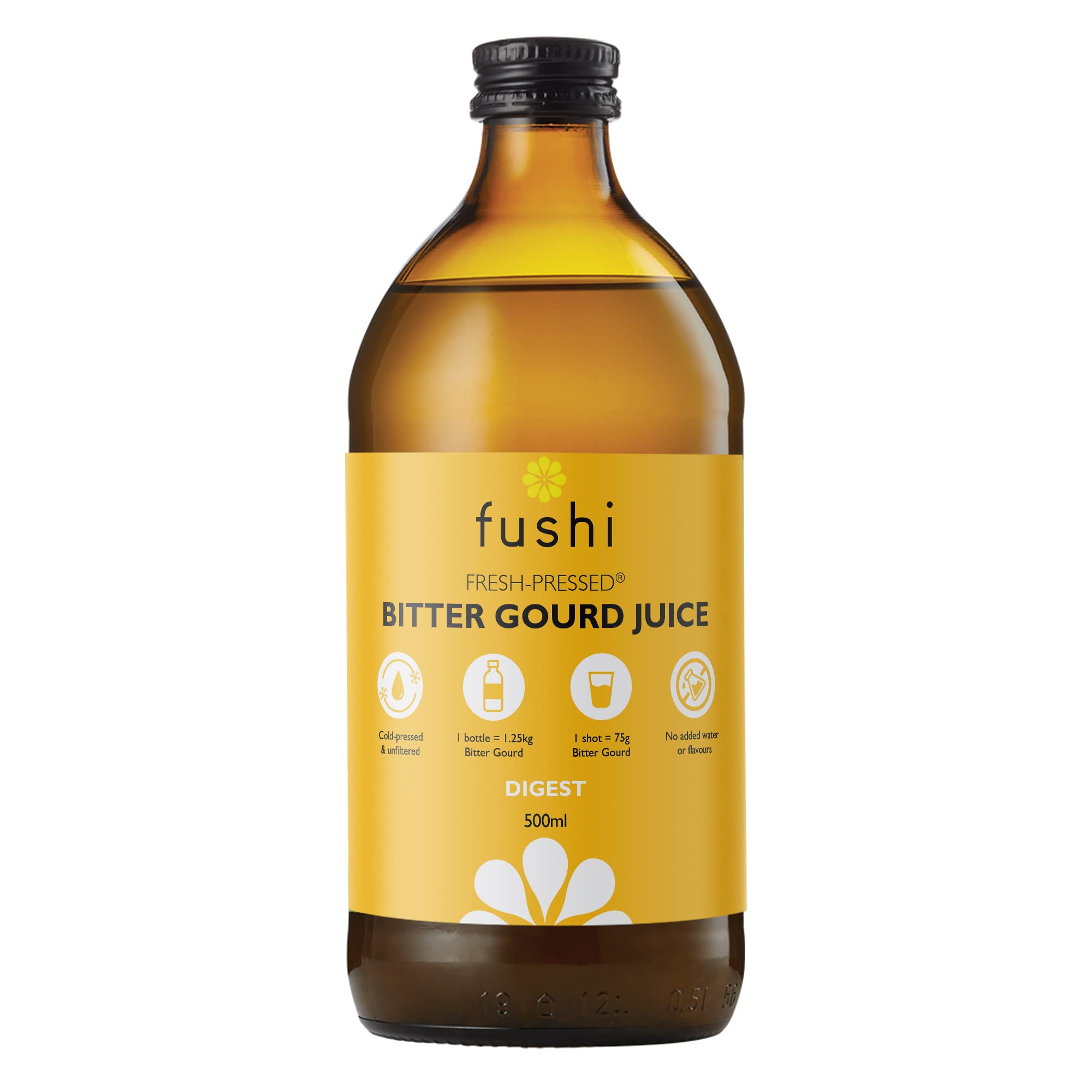Fushi Pure Bitter Gourd Juice 500ml | Cold-Pressed | Natural Preservative | Best for Digestion, Purifying, Inner Health | Ethical & Vegan Society Approved | Manufactured in The UK