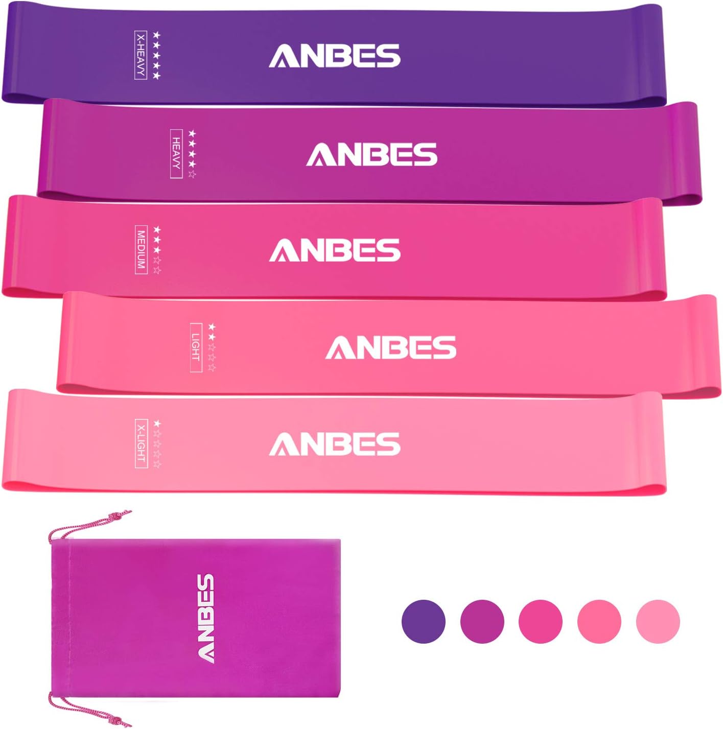 ALNbes Resistance Loop Bands, Resistance Exercise Bands for Home Fitness, Yoga, Stretching, Strength Training, Physical Therapy, Natural Latex Pilates Flexbands, Workout Bands (Pink,Purple)