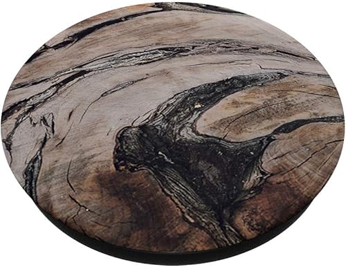 Miniatura 2 de Estómago de madera con corte de grano  PopSockets agarre y soporte para teléfonos y tabletas, Negro