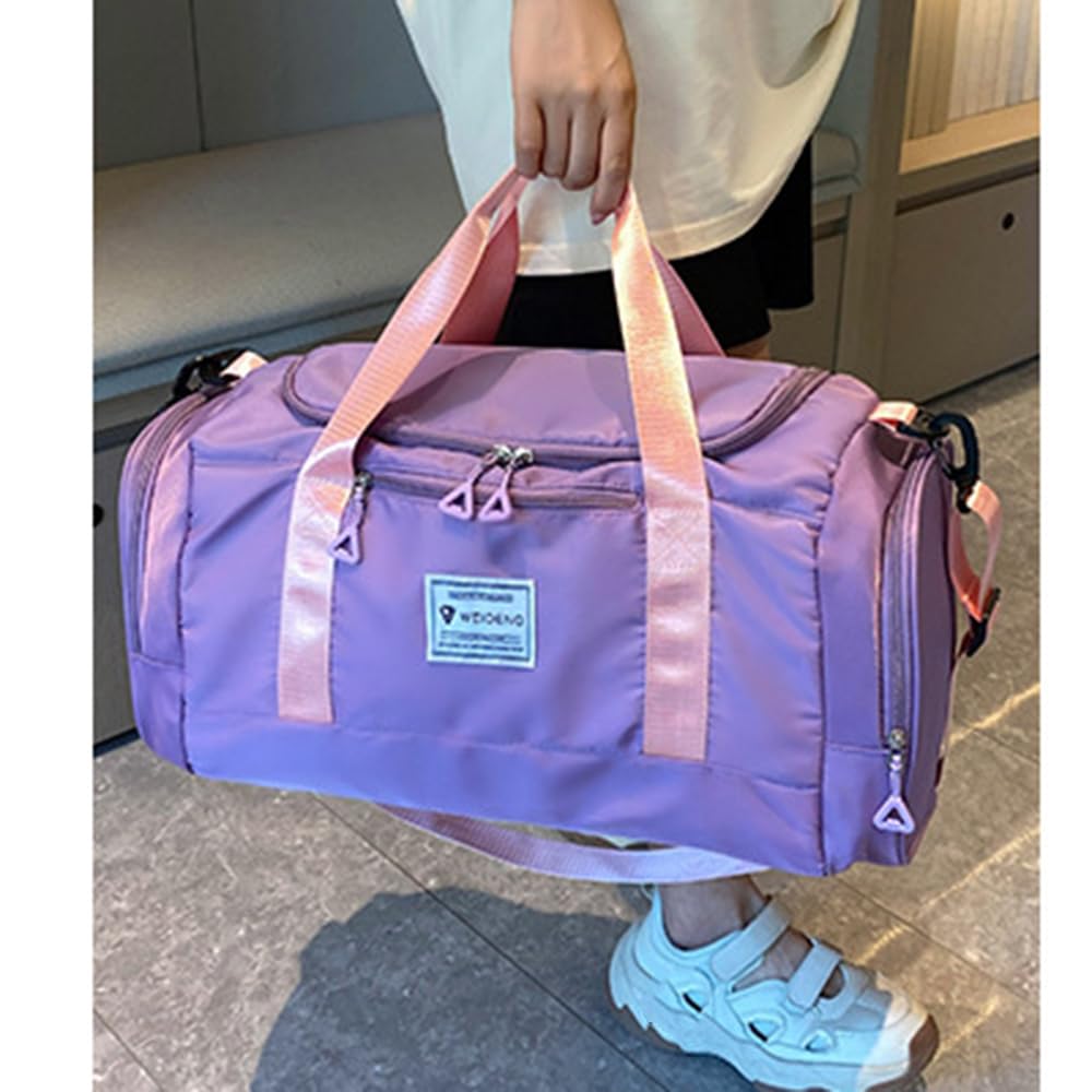 Bolsa de Deporte Mujer 28 L Impermeable Bolsillo Húmedo Compartimento Zapatos Resistente al Desgaste (Morado)