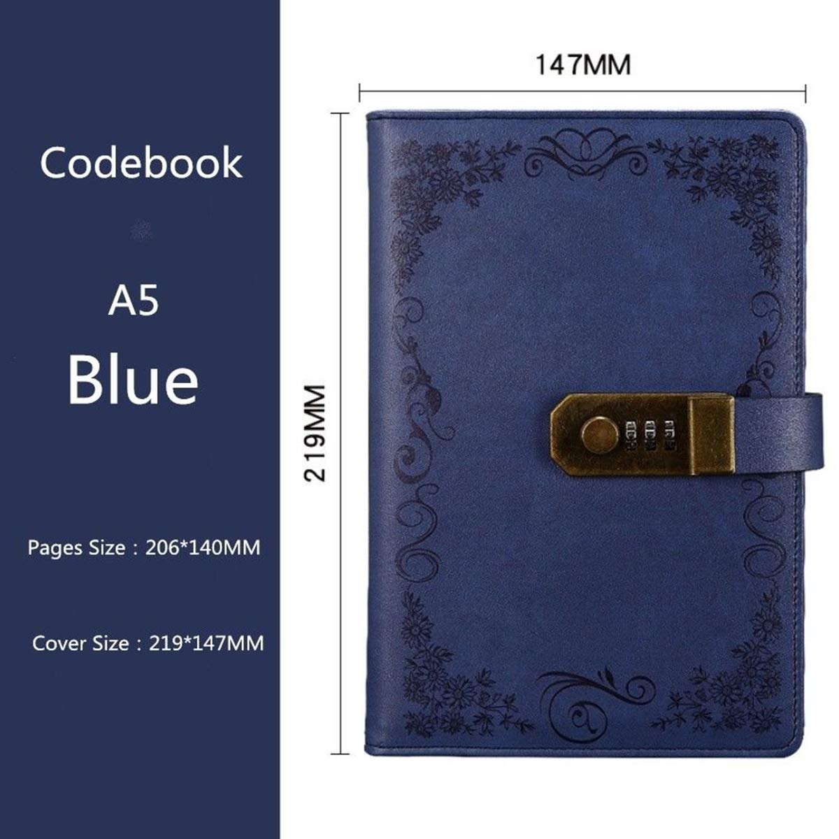 VIDOO Vintage Journal Blank Diary Notebook PU Cuir avec Pas De Passe De Passe Lock Bureau École Papeterie Fournitures Cadeaux - Rose