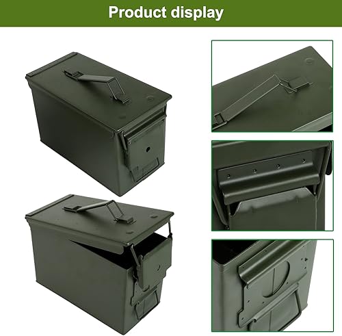 Miniatura 6 de EASYBERG Paquete de 2 latas de munición de metal de 30 y 50 cali, caja de munición de metal militar impermeable con tapa hermética sellada, lata de
