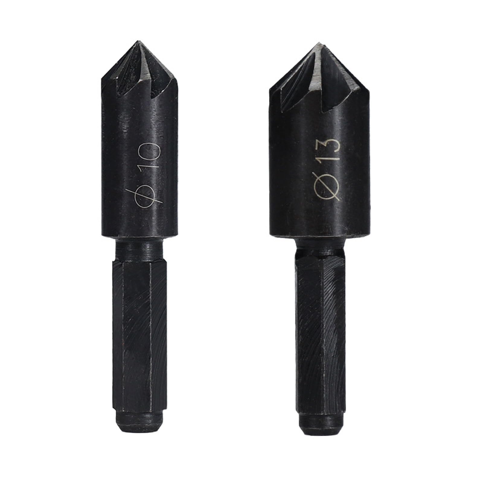2PCS 10/13MM Chamfer Countersink Cutters, Carbon Steel 7-Edge Chamfering Cutter, 1/4 Hex Cutting Tools