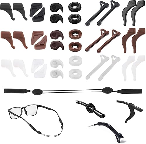 37 retenedores para gafas, ganchos de silicona suave para las orejas, retenedor de manga con punta de patilla, soporte antideslizante para lentes de