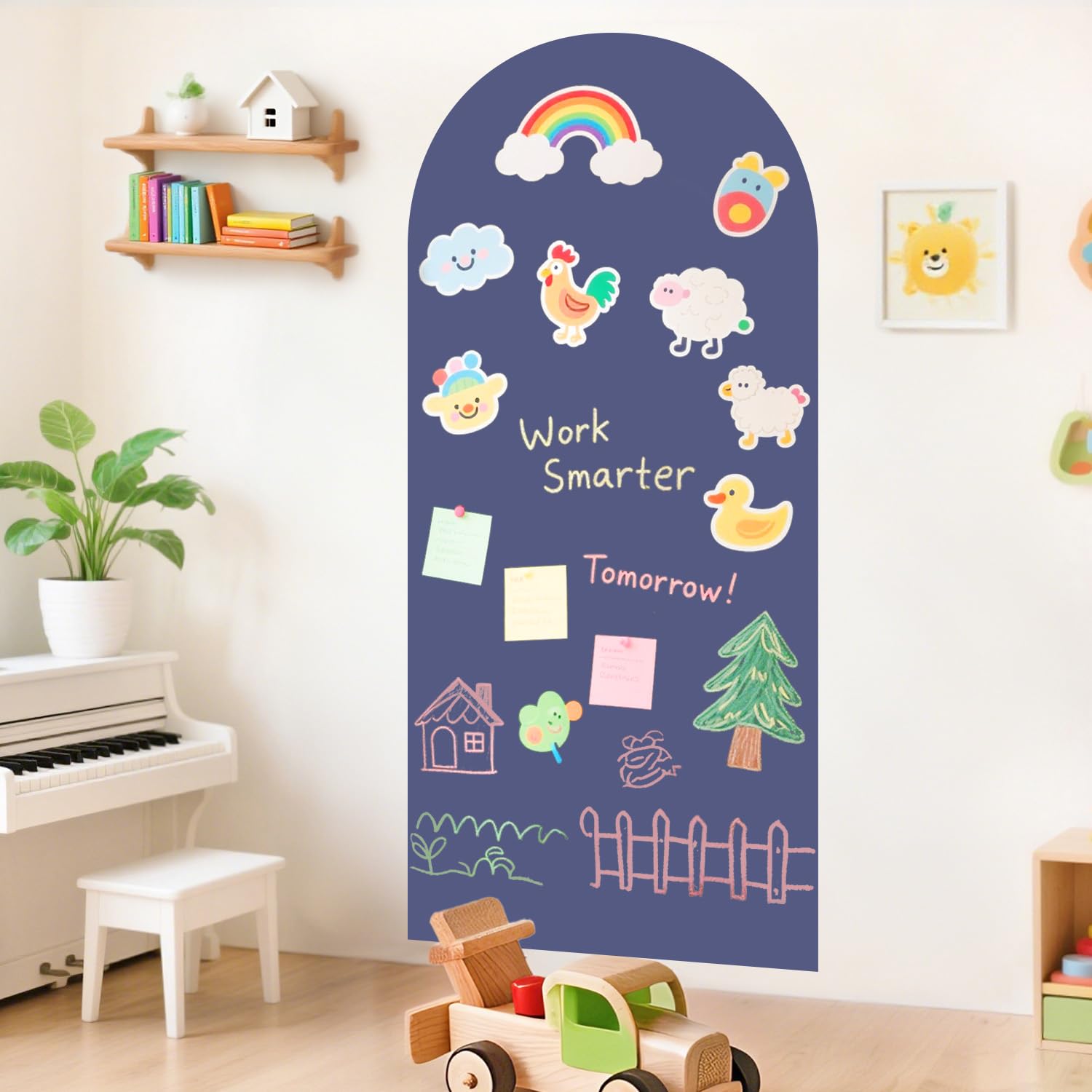OMKSIH Arch Magnetic Wall Decal for Kids 39.3x17.5 Inch Magnetic Chalk Board Sticker Magnet Chalkboard for Wall Peel and Stick Self Adhesive Blackboard Multifunctional for Playroom Home Office School