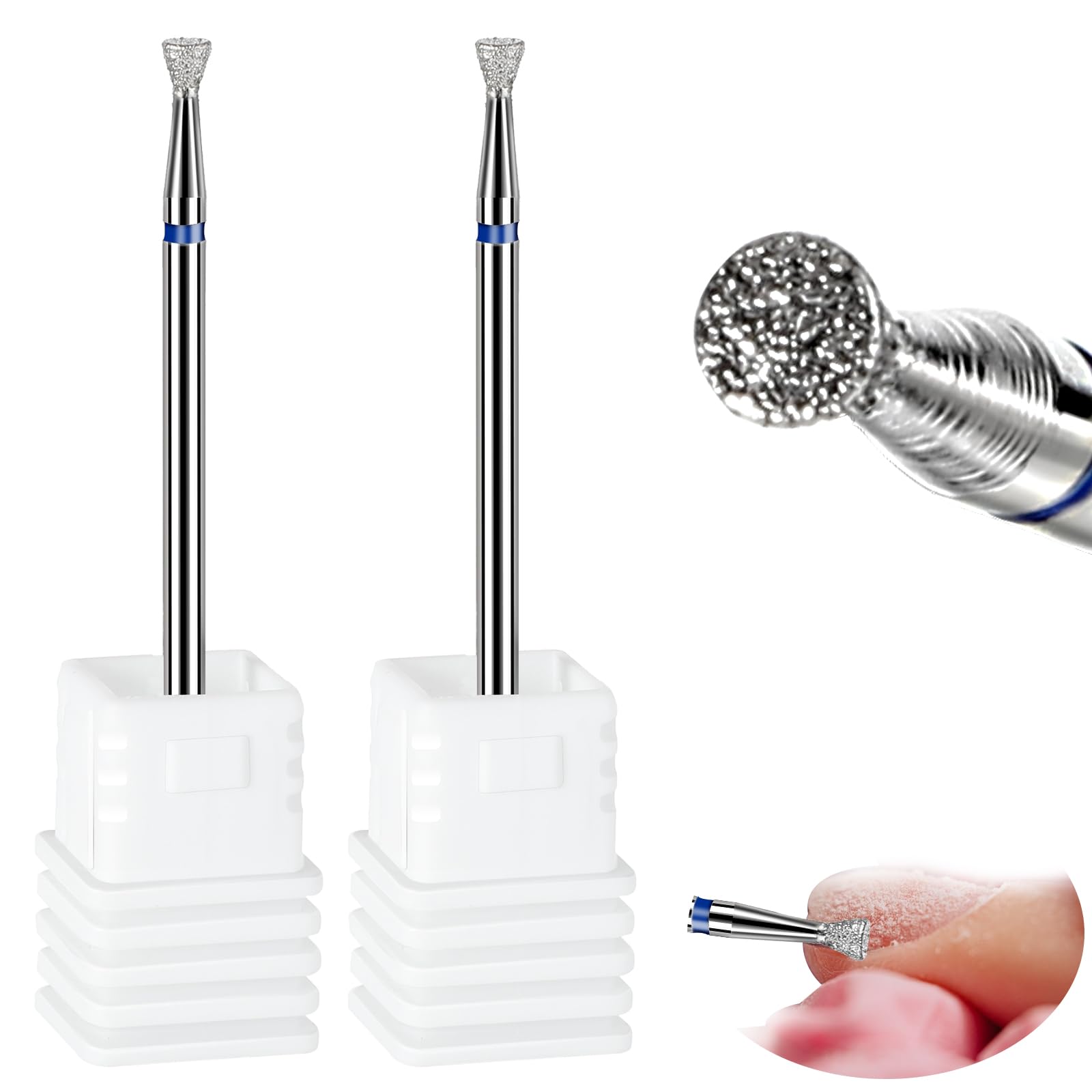 Andibro - Puntera para lijadora de uñas, puntas de uñas, profesionales, planas, puntas de uñas, eliminación rápida de cutículas, acrílico, gel duro, bola cónica, redonda, para manicura pedicura