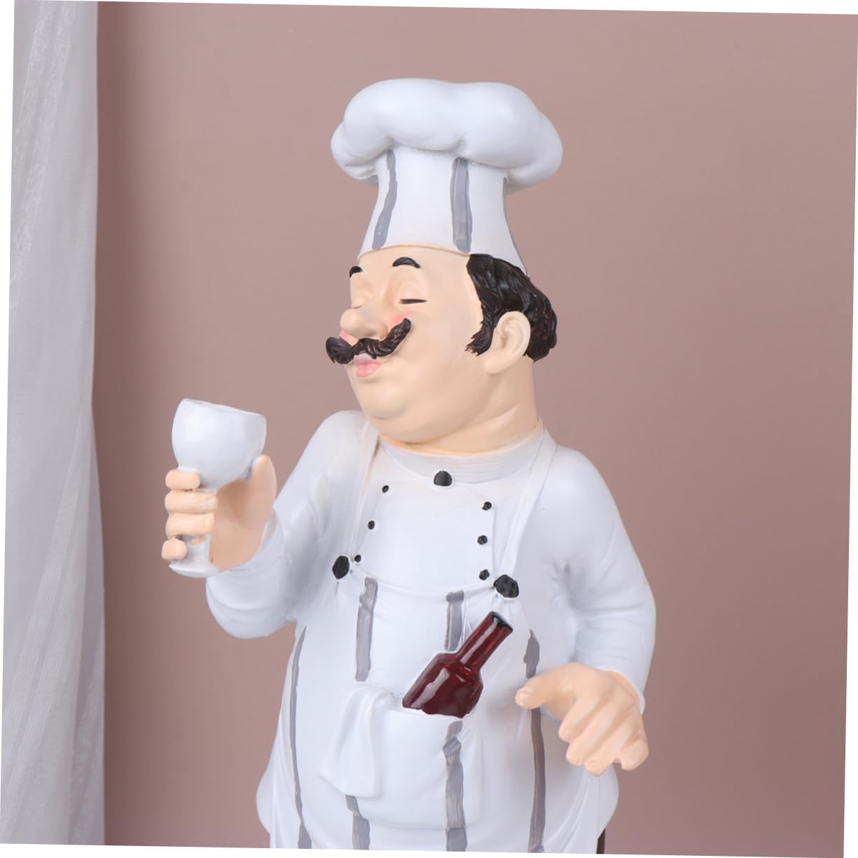 Chef Figura Stabile da Tavolo Statua Decorativa in Resina Bianca Stile Europeo per Cucina e Ristorante come Ornamento Casa o Bar