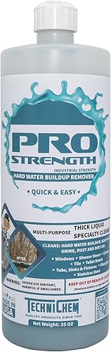 Pro-Strength - Removedor de manchas de agua dura, de fuerza industrial, mineral, óxido y jabón, botella de 35 onzas