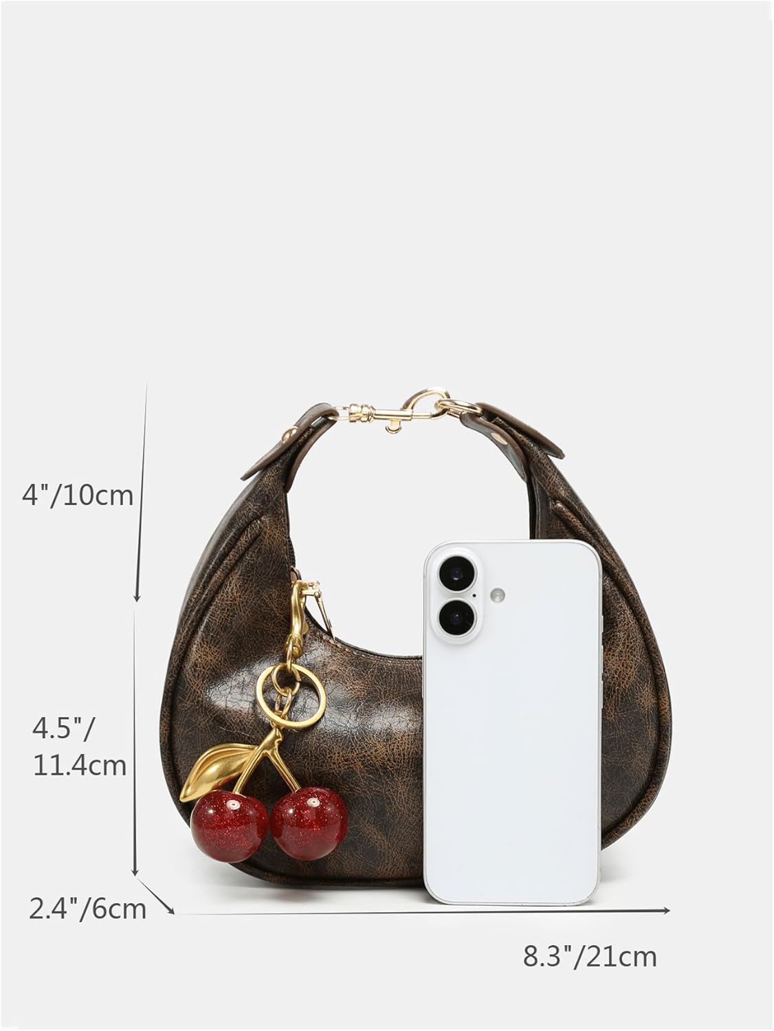 RoseSeek Women's Cute Retro Hand Bag Top Handle Hand Bags Pu Leather Hand Purse with Cherry Decor
