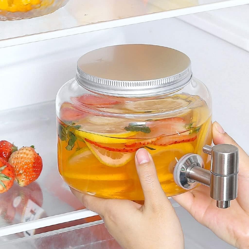 Drink 2.8L/95OZ Beverage Dispenser, Clear Glass Drink Dispenser with Faucet and Sealing Lid, Fridge Kettle, Large Cold Water Tank Ice Tube