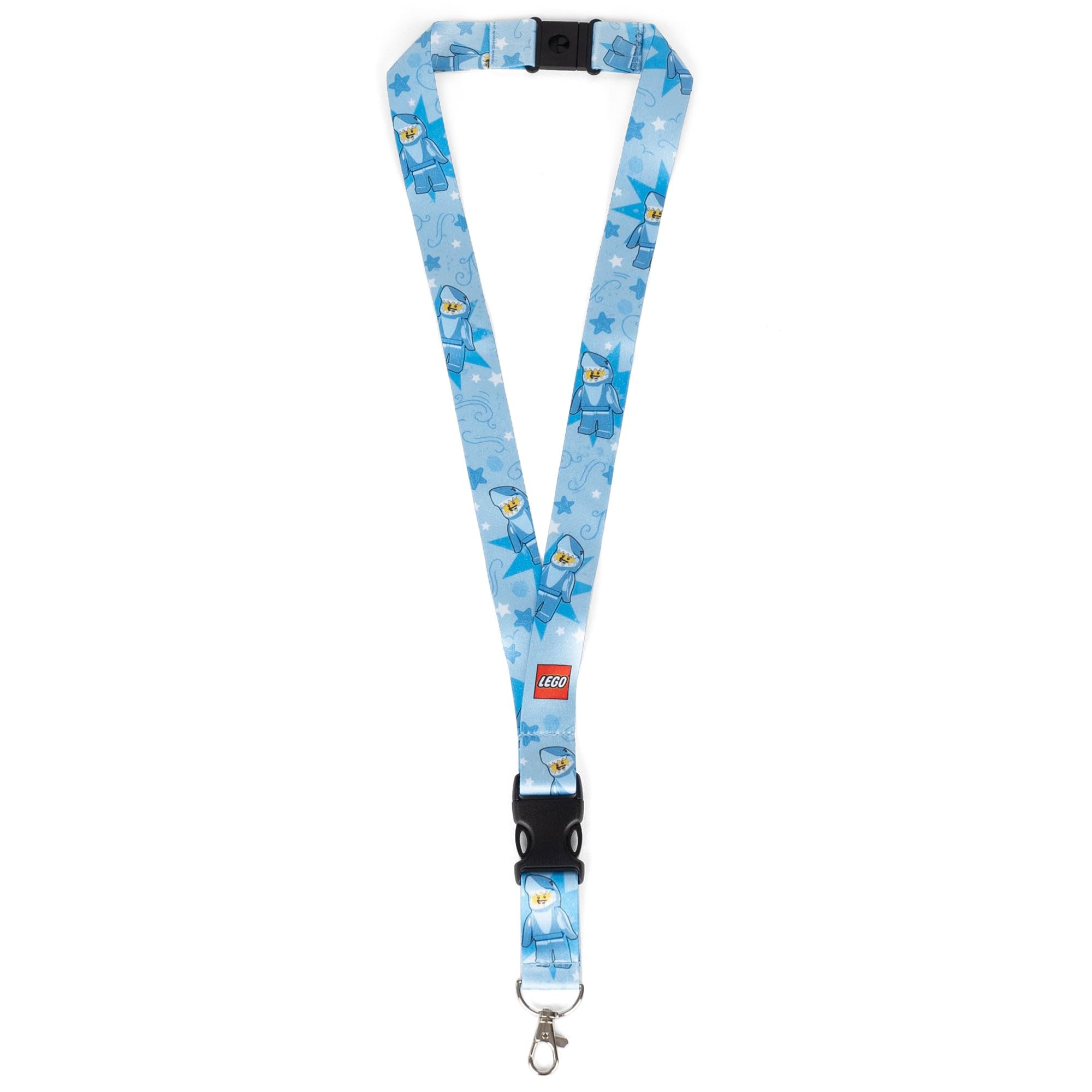 LEGO Lanyard, Neck Strap for Key Chains, Detachable Lanyard for Phone, Keys, ID Badge, with clasp and Quick Release Buckle, Shark Guy, One Size, Lanyard