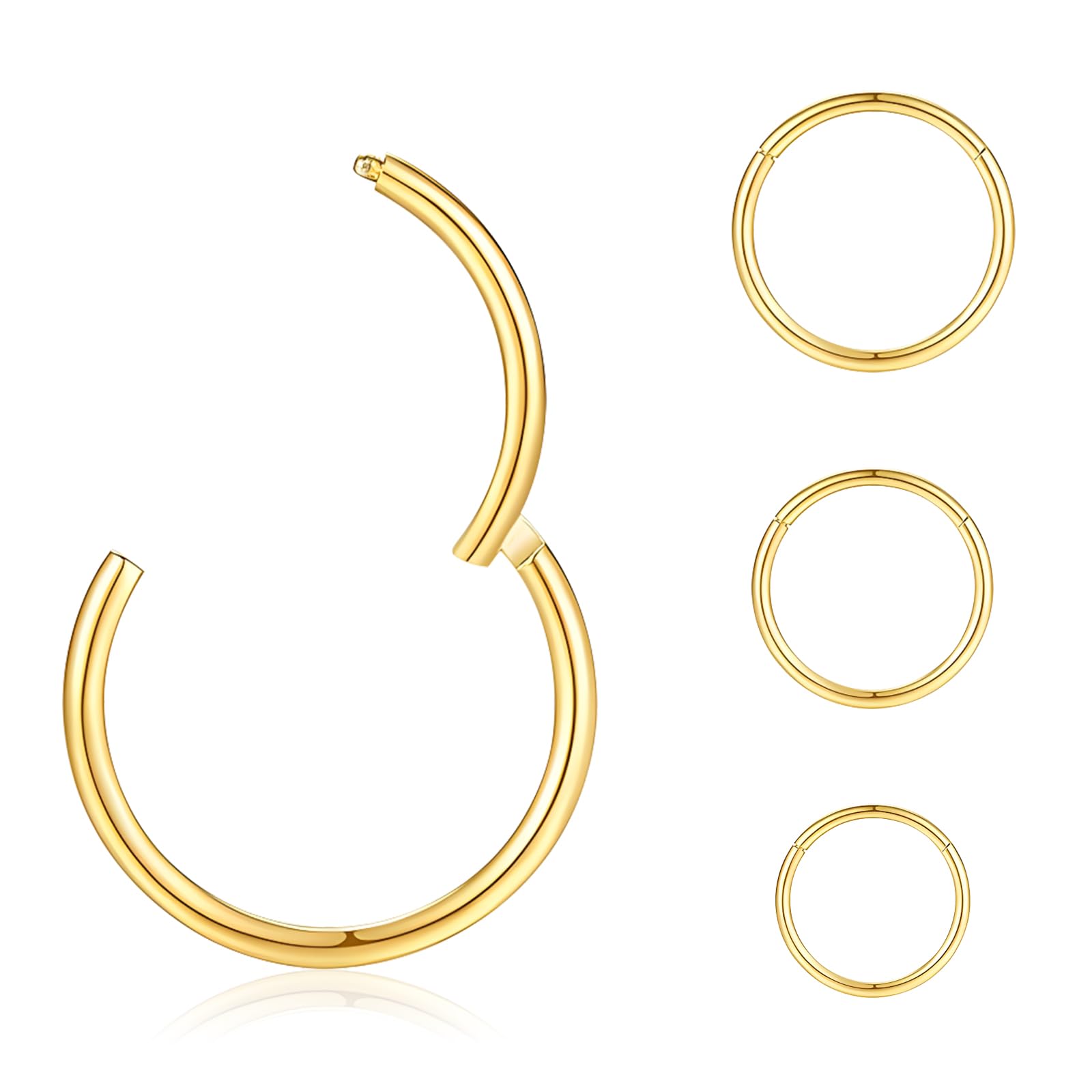 jagosen Nasenpiercing Ring Gold 4stk 18g Nasenring Nostril Septum Piercing Rings Set Chirurgenstahl Dünn Lippenpiercing Septum Clicker Knorpel Piercing Ohr Für Damen Männer 6mm/8mm/10mm/12mm