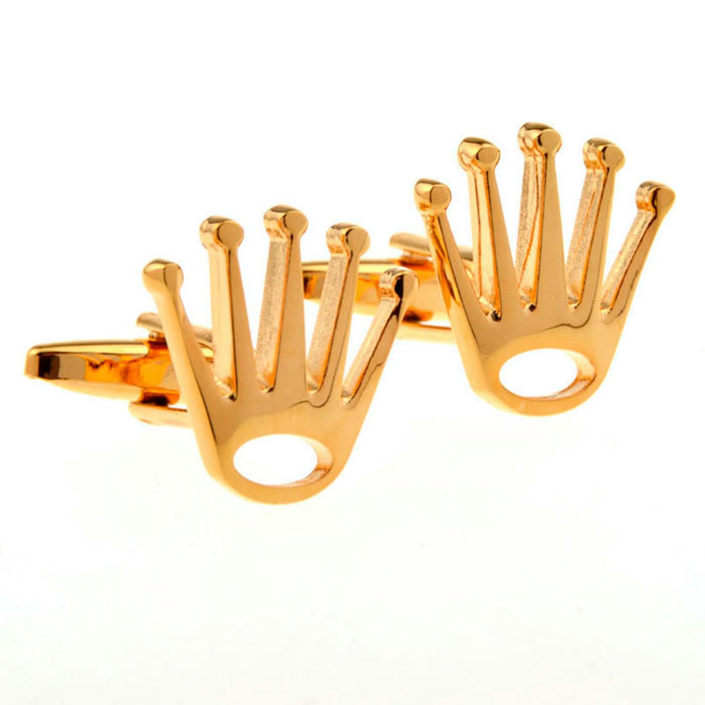 Syavr Men's Gold*18Mm Silver Crown Shaped Cufflinks, Studs, French Buttons