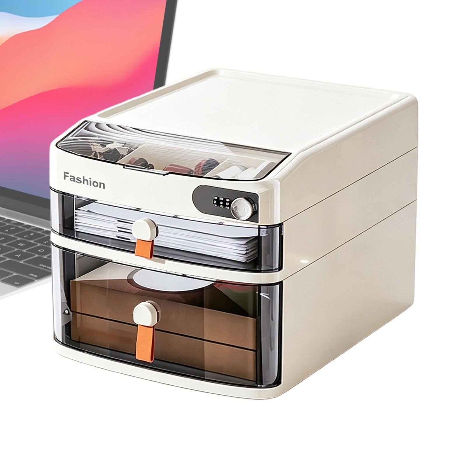 Portaoggetti Da Scrivania Trasparente Grande Con Serratura A Combinazione | Cassettiera Contenitore Da Scrivania Per Gioielli Contanti Ricevute Documenti A4 Camera Da Studio Dormitorio