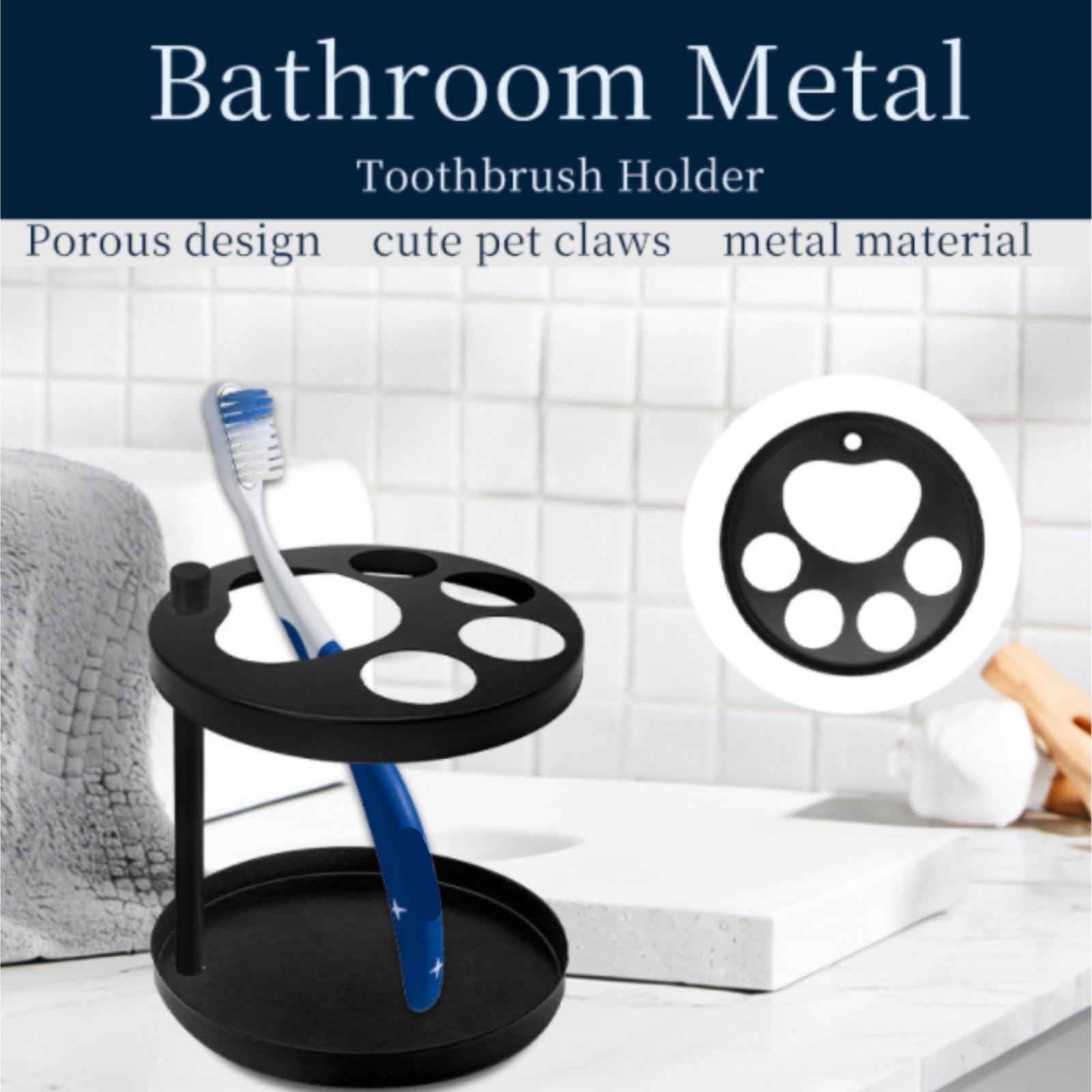 Porta Spazzolini da Denti Supporto Portaspazzolino in Metallo for Bagno con Fessure Design Moderno for Spazzolini da Denti Organizzatore da Bagno