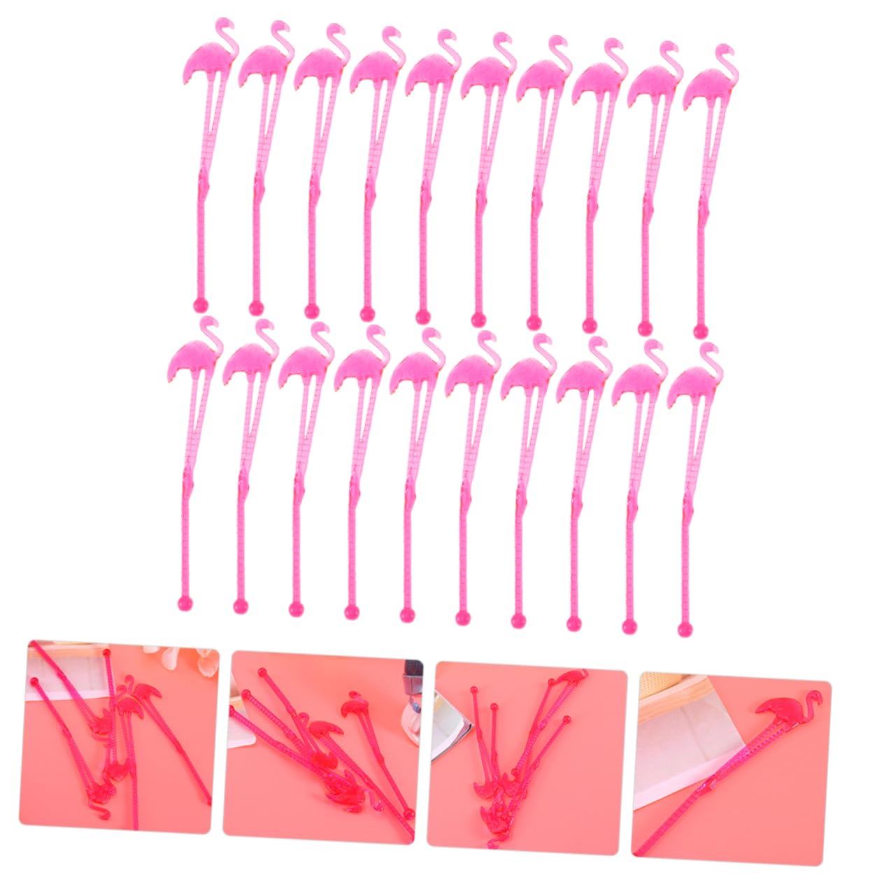 OKUMEYR 30pcs Flamingo Shape Cocktail Stirrers Party Mixing Sticks Bar Straws for Drink Reusable Stirring Rods