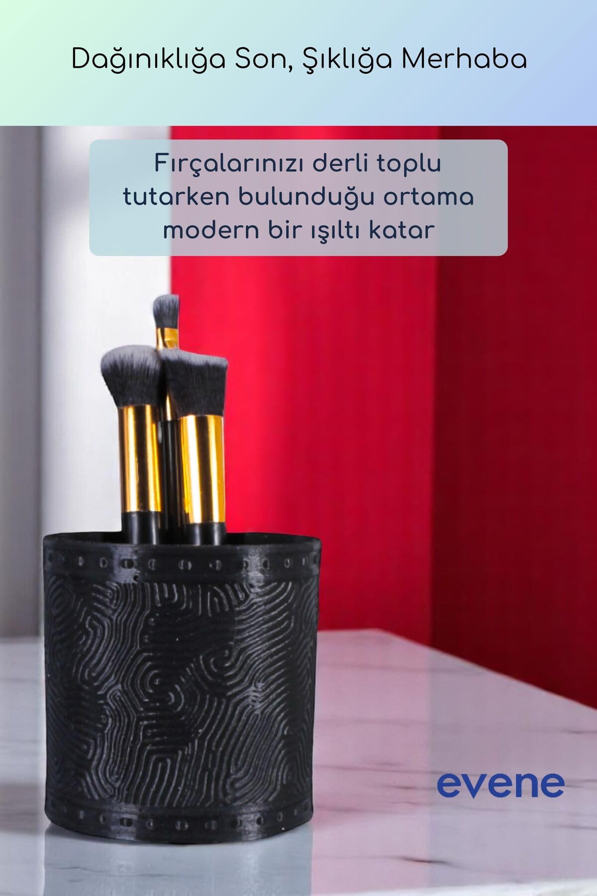 Evene Makyaj Organizeri Makyaj Fırçalığı Makyaj Organizer Düzenleyici Siyah Renk Model 82, ev.makyajorganizeri.m82