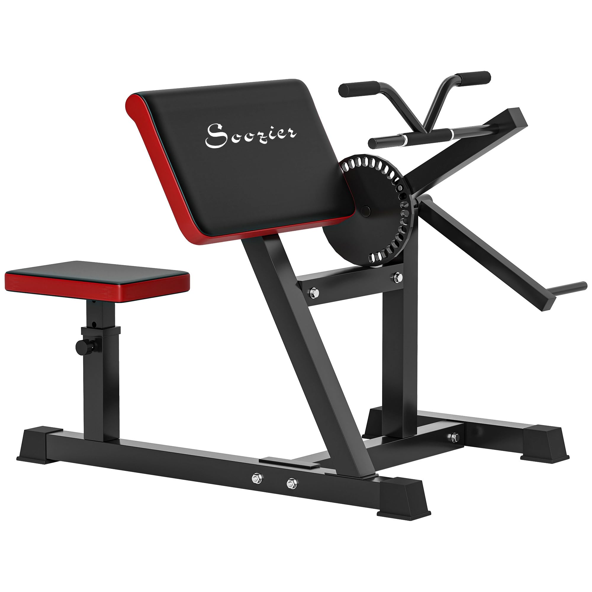 Soozier 2-in-1 Bicep Preacher Curl Bench with Adjustable Seat and Elbow Cushion, Plate Loaded Bicep Curl Machine & Tricep Extension Machine for Home